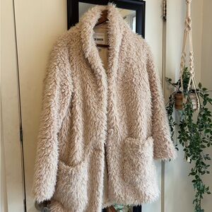 BB Dakota Sherpa Faux Fur Coat - Beige Plush Jacket